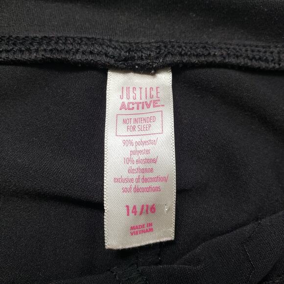 Justice Active Leggings Girls Size 14/16 Black Pink Mesh Athletic Full Length - Picture 3 of 15